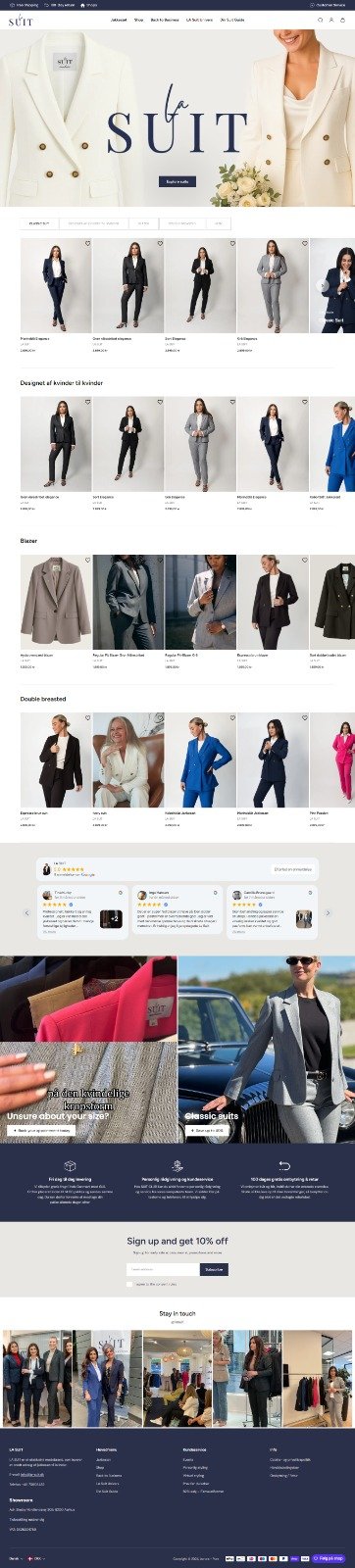 La Suit: Danish Womenswear Shopify Store homepage, full length
