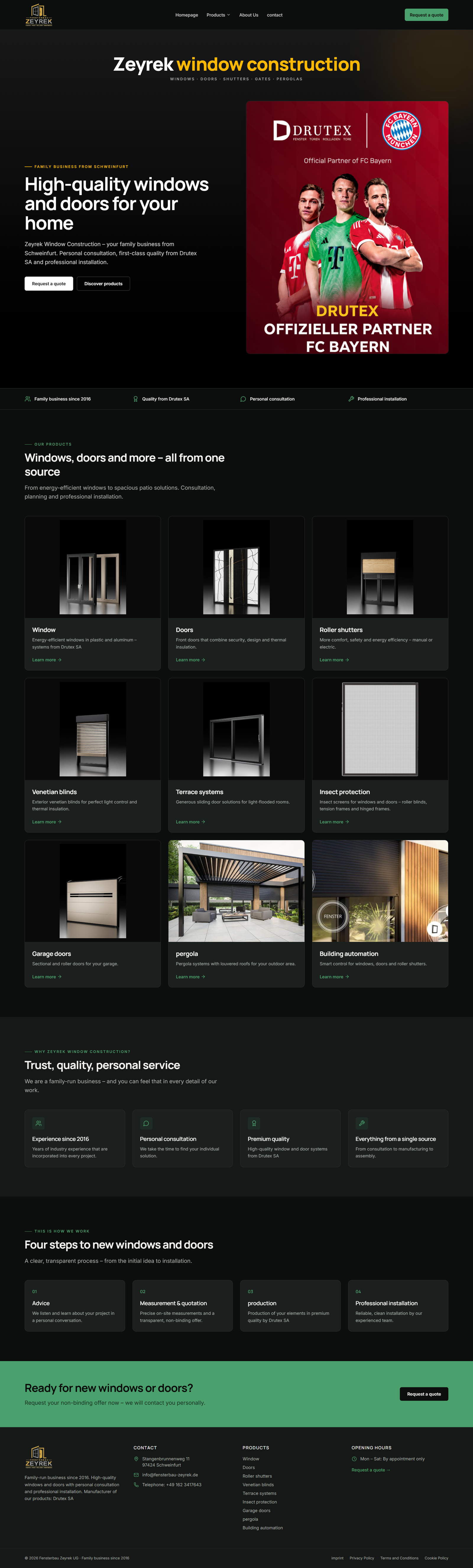 Doors & Windows Website homepage, full length